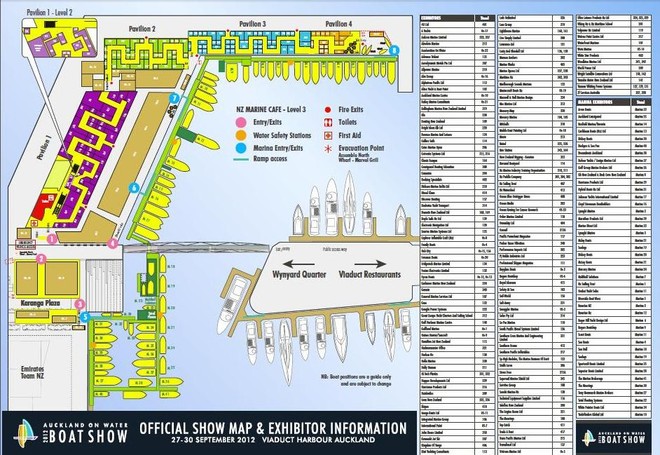 Auckland on Water Boat Show site map - 2012 Auckland on Water Boat Show ©  SW